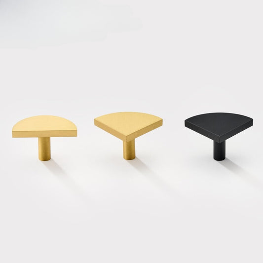 half ronde en kwart ronde meubelknop in mat nikkel mat zwart en mat messing