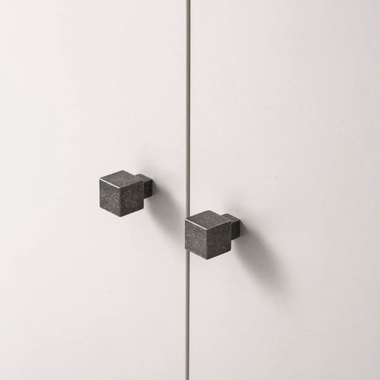 DICE Meubelknop Antiek Grijs 20x20mm - Massief Messing Vierkant Design