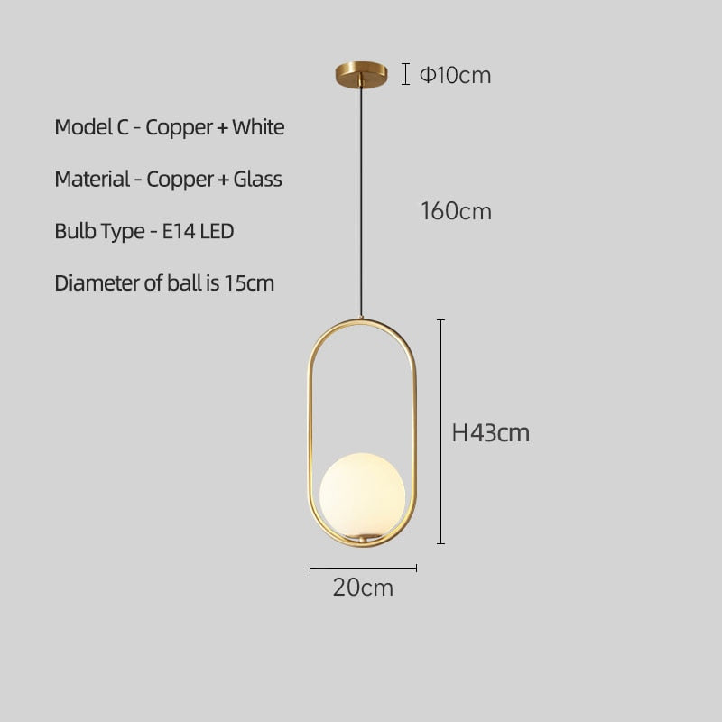 Elegante hanglamp uit messing en glas.