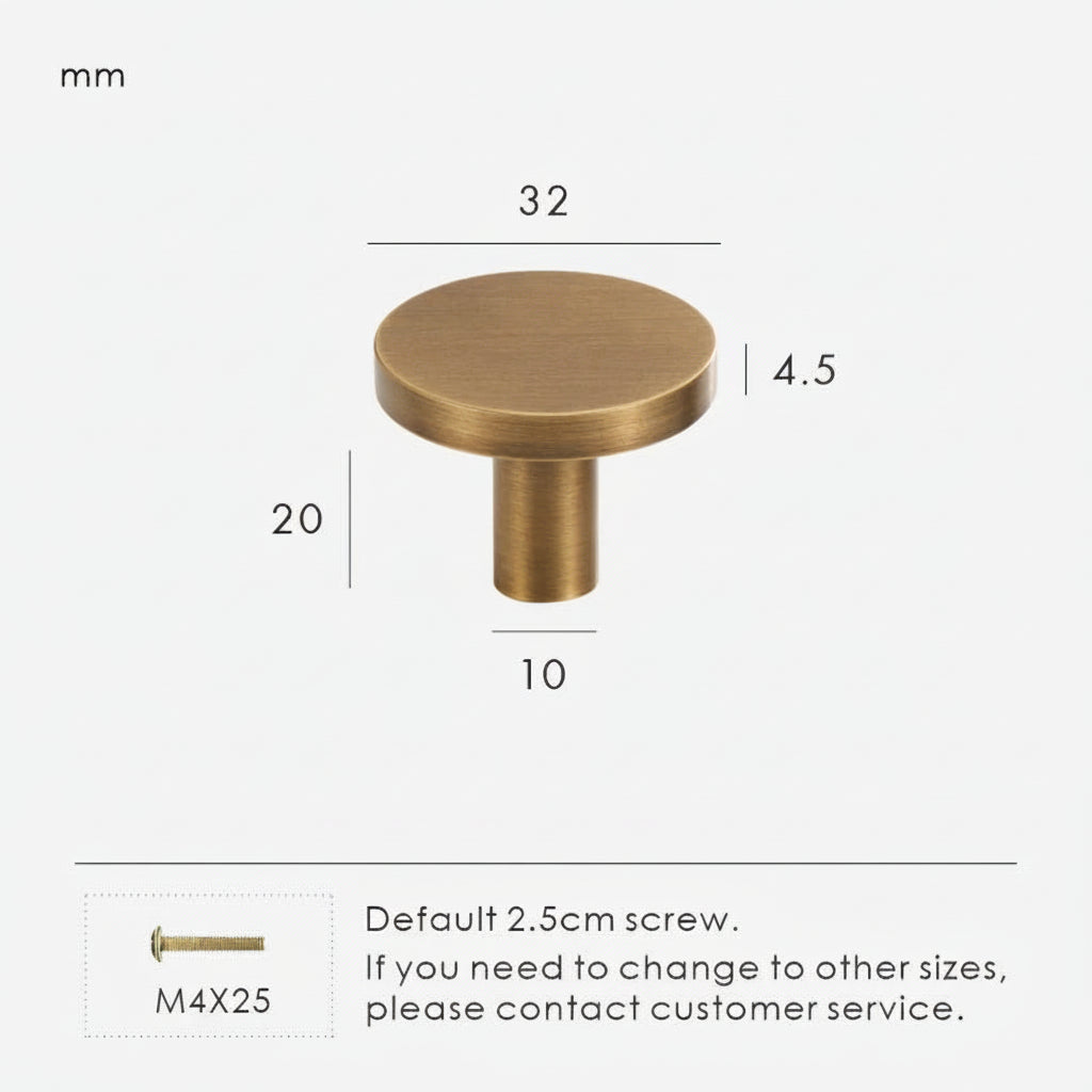 DISK Ronde Meubelknop Plat - Massief Messing | Minimalistisch Design