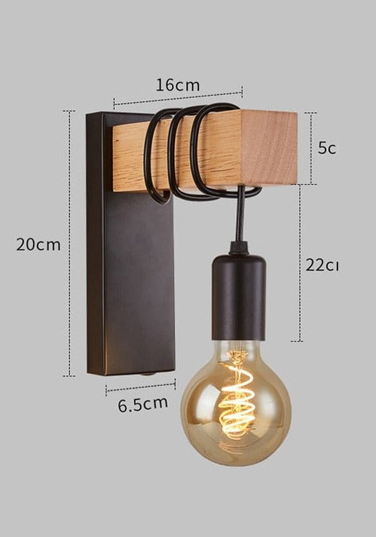 Industriële Vintage wandlamp rechthoekige voet.