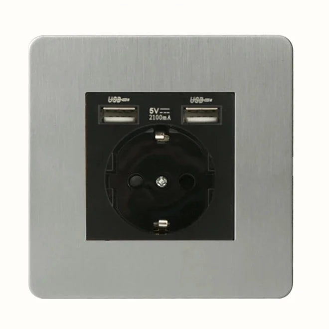 exclusieve mat nikkel inbouw stopcontact met usb