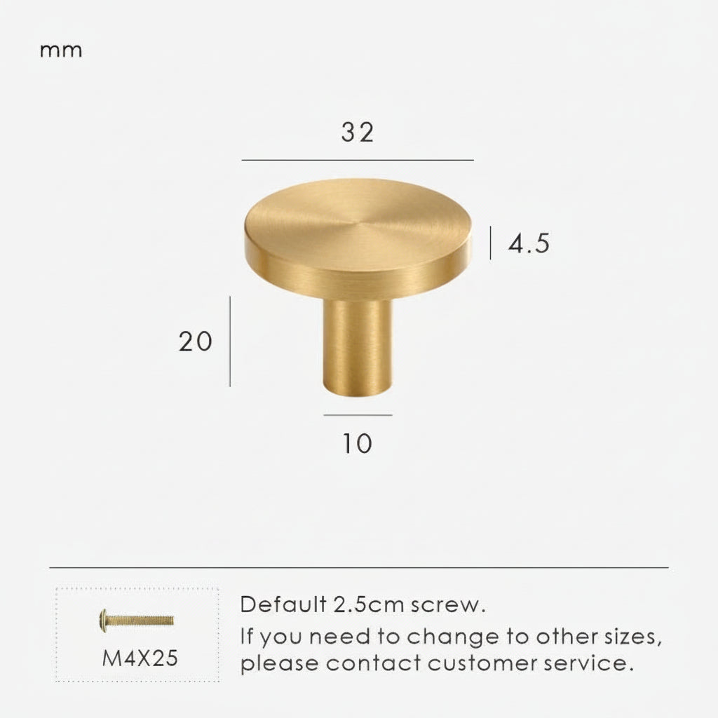 DISK Ronde Meubelknop Plat - Massief Messing | Minimalistisch Design