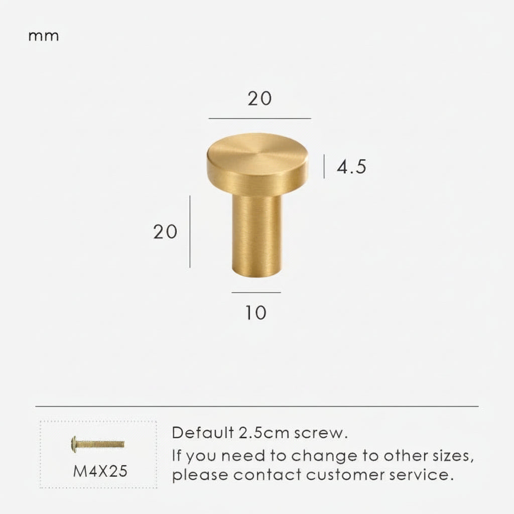 DISK Ronde Meubelknop Plat - Massief Messing | Minimalistisch Design