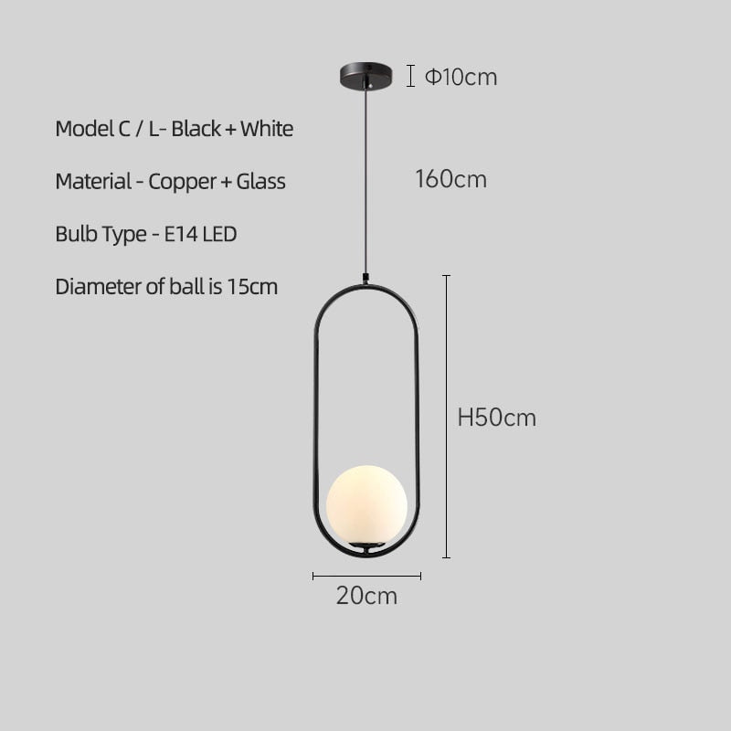 Elegante hanglamp uit messing en glas.