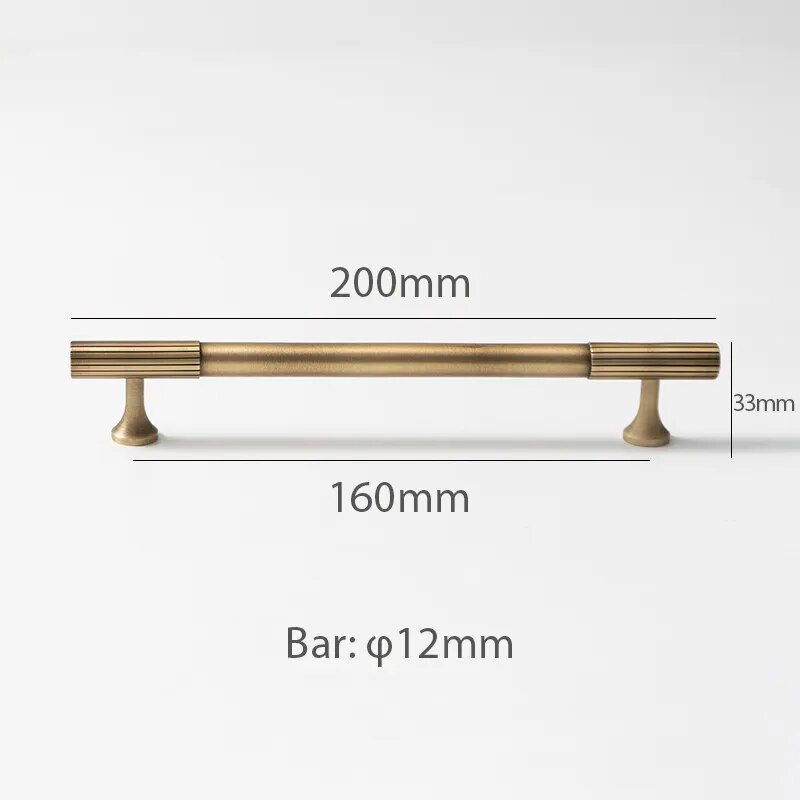 meubelgreep brons staafmodel met streepjes aan de uiteinden 160mm