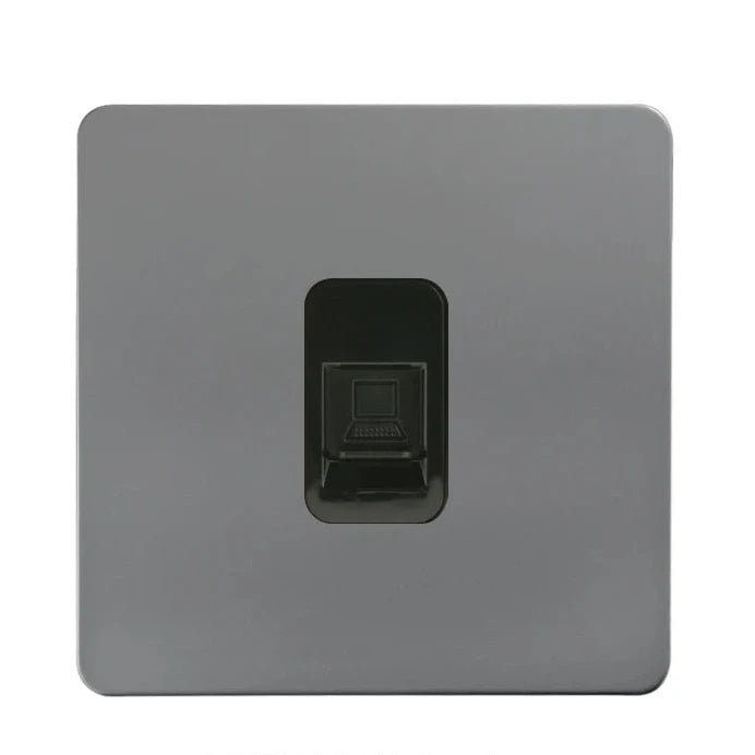 vierkant cat6 inbouw stopcontact in gun metal