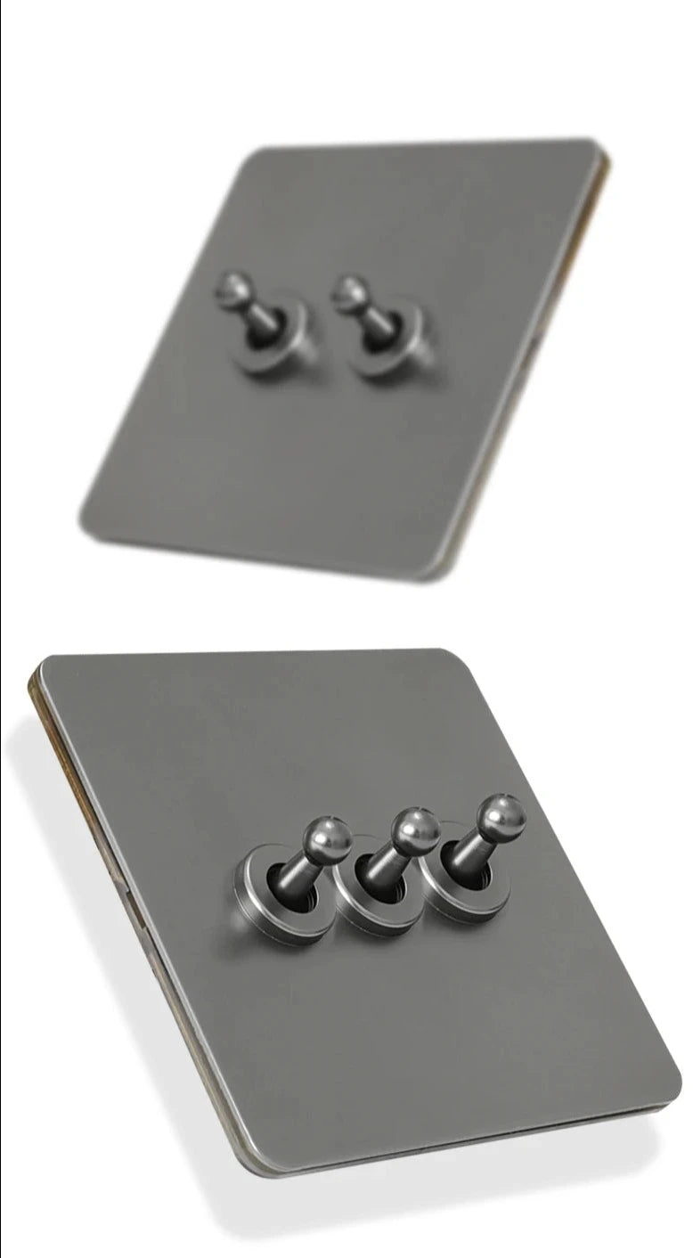 classic 2-voudige en 3-vouding vierkante lichtschakelaar in gun metal