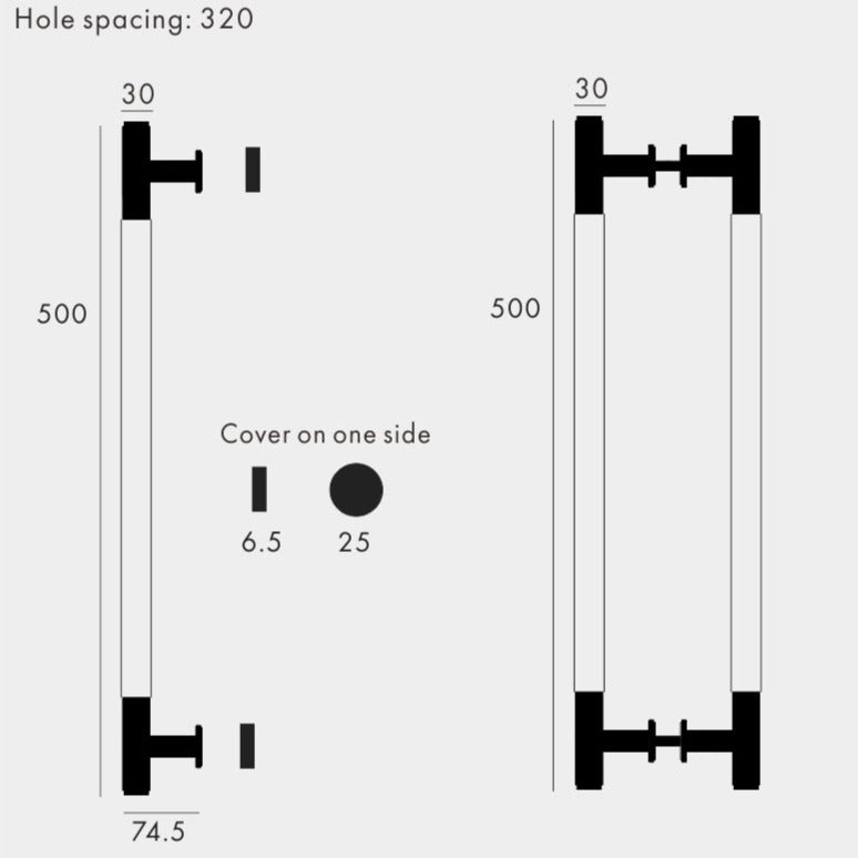LEXAN Deurgreep Transparant | Modern Design | 500mm | Acrylglas & Messing