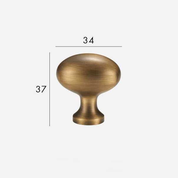 ei vormige meubelknop brons met maten erbij