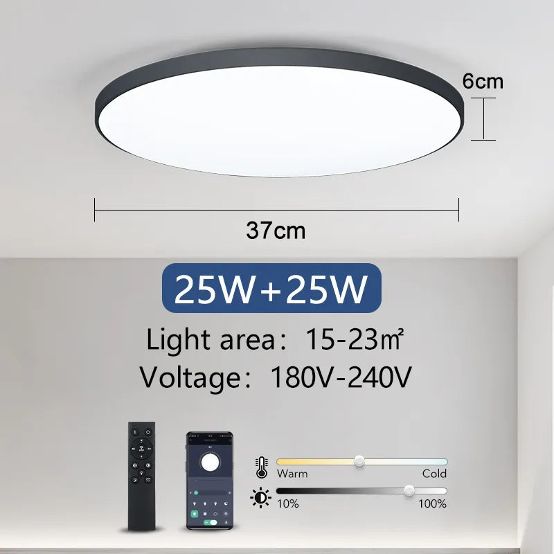 Stijlvolle platte ronde Smart plafondlamp