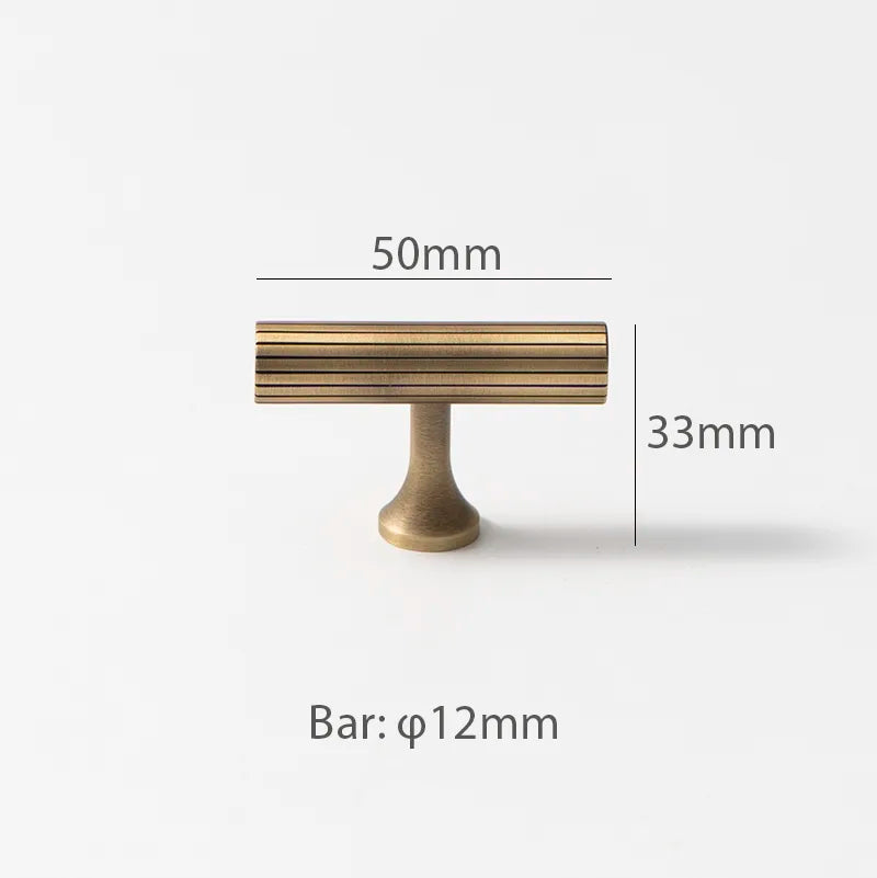 T-model meubelknop met ribbels aan de zijkant 50mm uitgevoerd in geborsteld brons