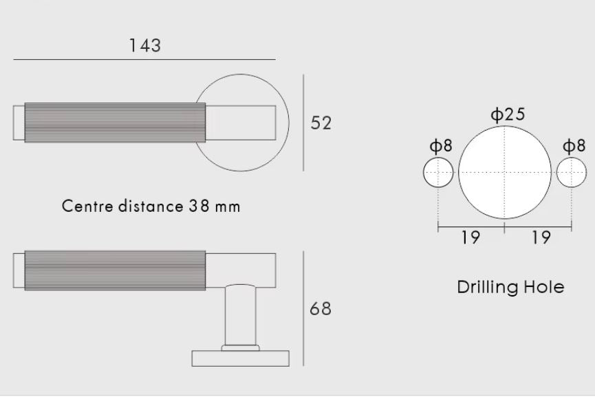 LINEA Paar deurkrukken linear op rond rozet