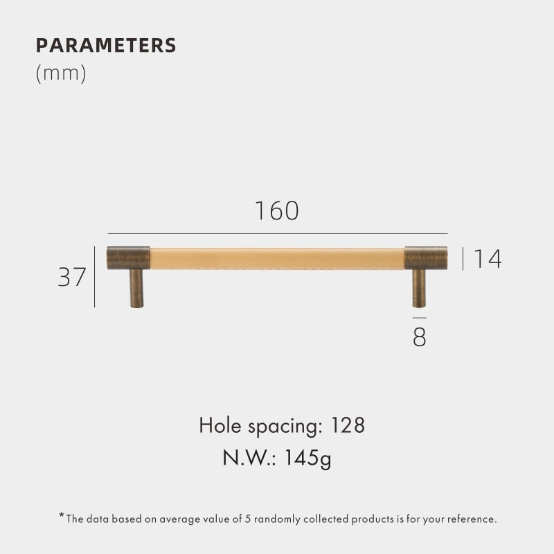CORIUM Meubelgreep Rond met Handgestikt Leer - Messing Brons