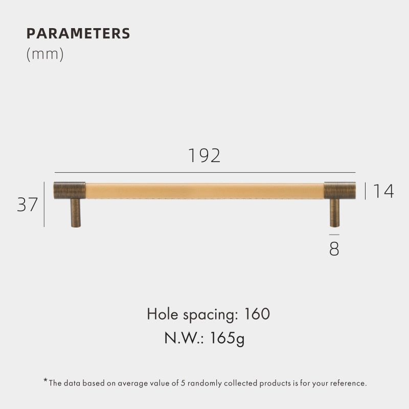 CORIUM Meubelgreep Rond met Handgestikt Leer - Messing Brons