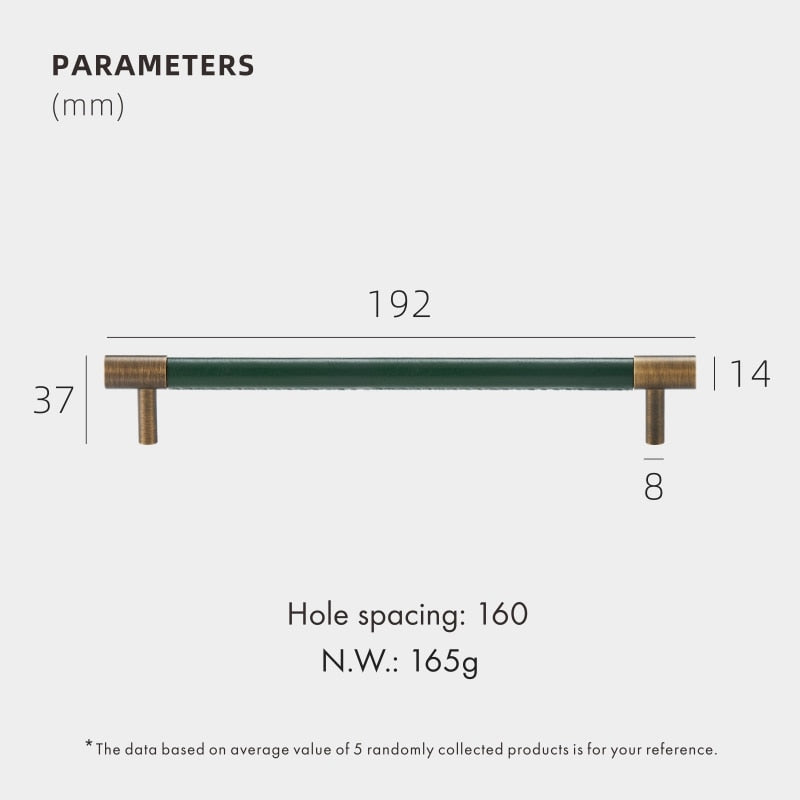 CORIUM Meubelgreep Rond met Handgestikt Leer - Messing Brons