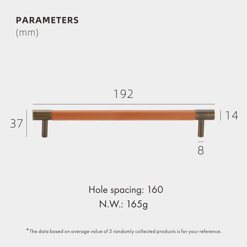 CORIUM Meubelgreep Rond met Handgestikt Leer - Messing Brons