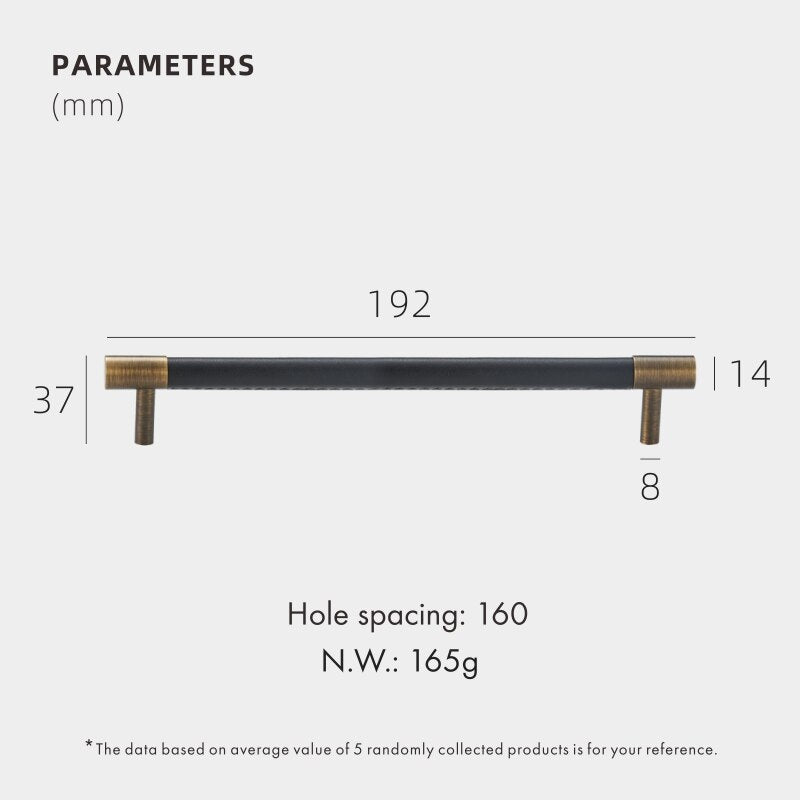 CORIUM Meubelgreep Rond met Handgestikt Leer - Messing Brons