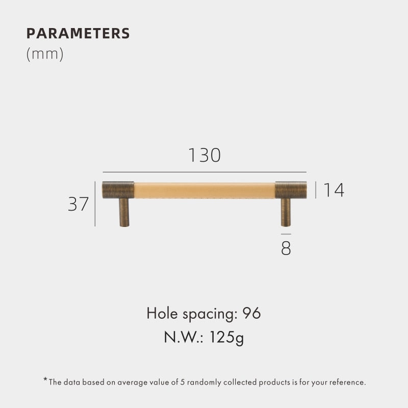 CORIUM Meubelgreep Rond met Handgestikt Leer - Messing Brons