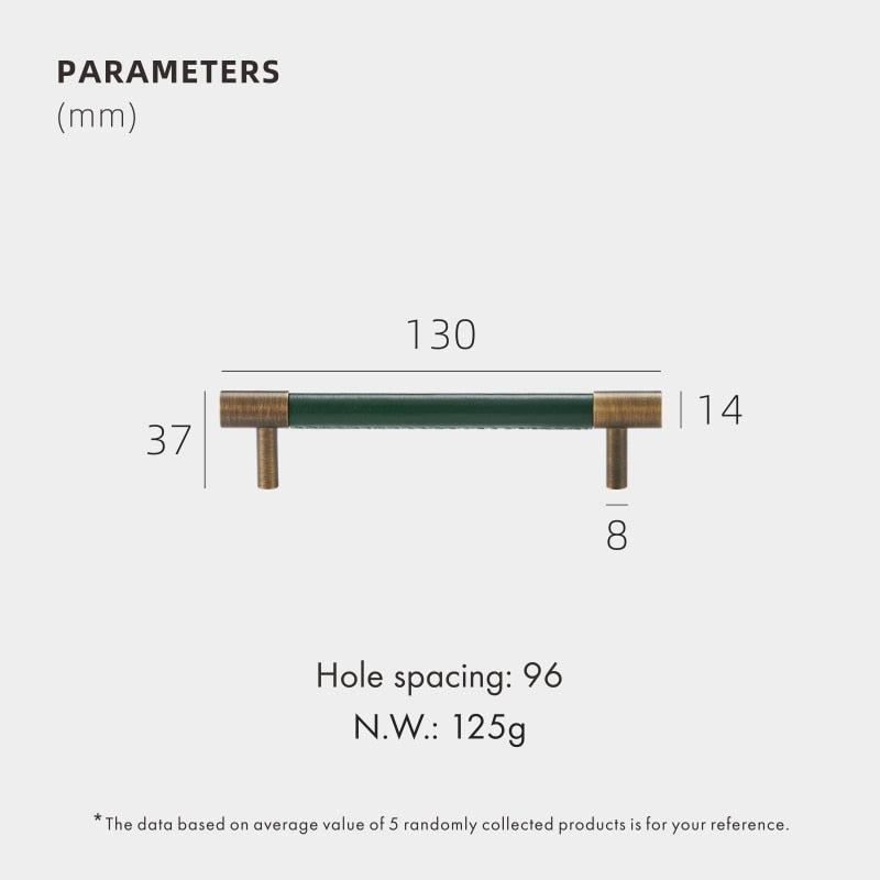 CORIUM Meubelgreep Rond met Handgestikt Leer - Messing Brons