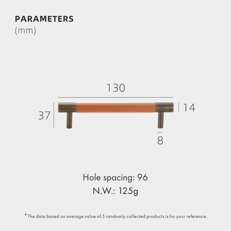 CORIUM Meubelgreep Rond met Handgestikt Leer - Messing Brons