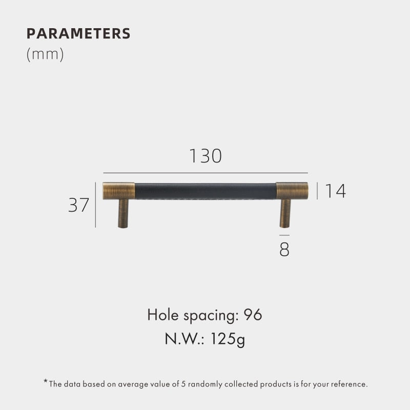 CORIUM Meubelgreep Rond met Handgestikt Leer - Messing Brons